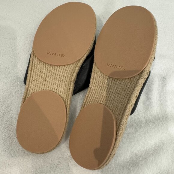 VINCE Black Leather Criss Cross Slide Sandals - Size 8 - NEW! - Picture 6 of 7